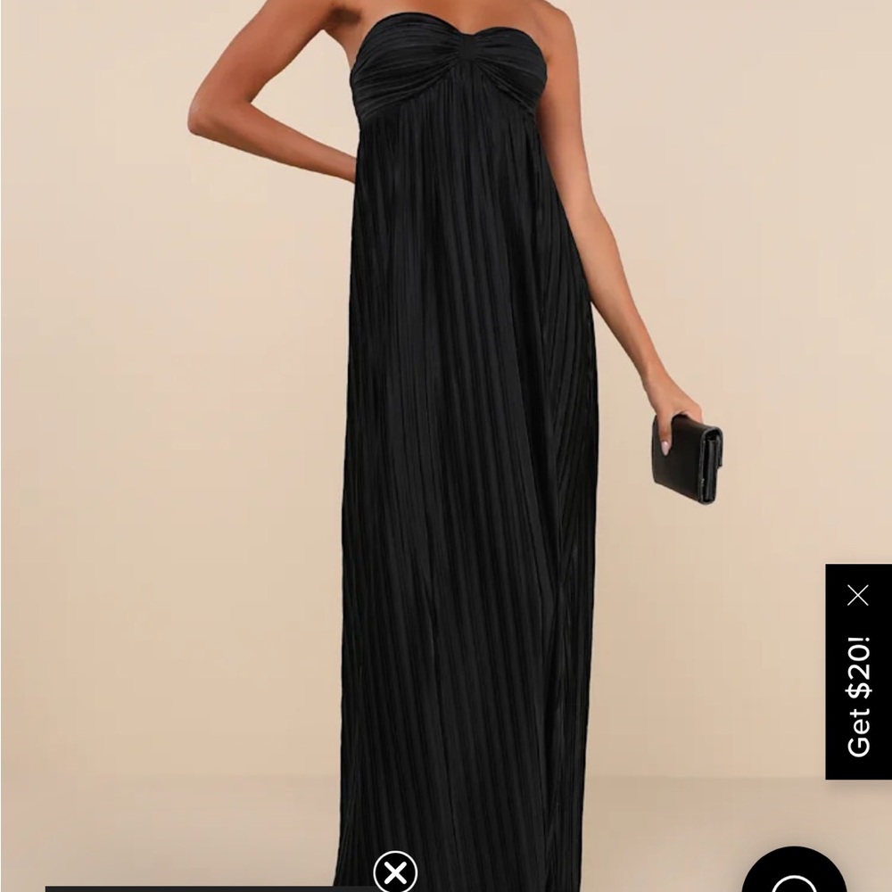 Strapless Maxi Plisse Dress